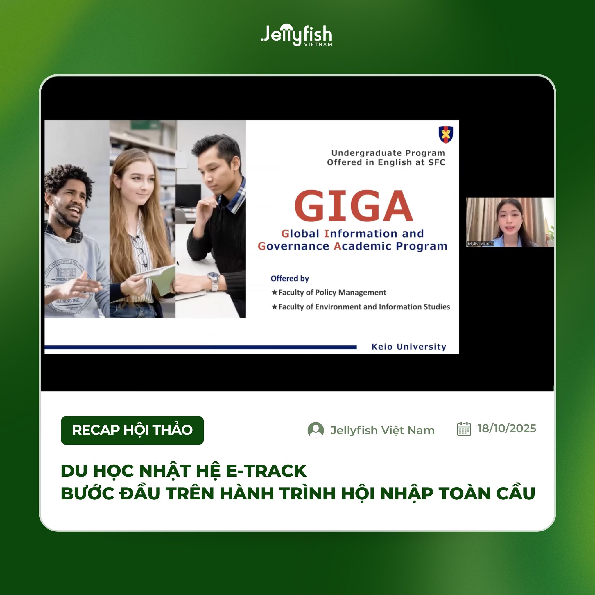 Đại diện Jellyfish giới thiệu chương trình đào tạo bằng tiếng Anh của trường Đại học Keio