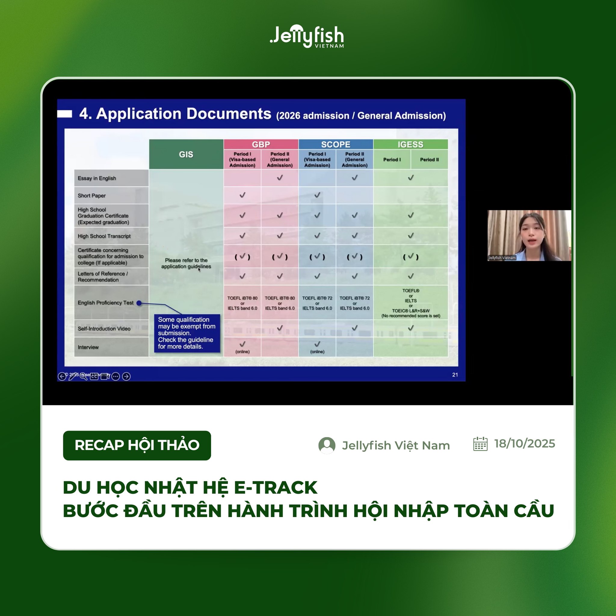 Đại diện Jellyfish giới thiệu chương trình đào tạo bằng tiếng Anh của trường Đại học Hosei