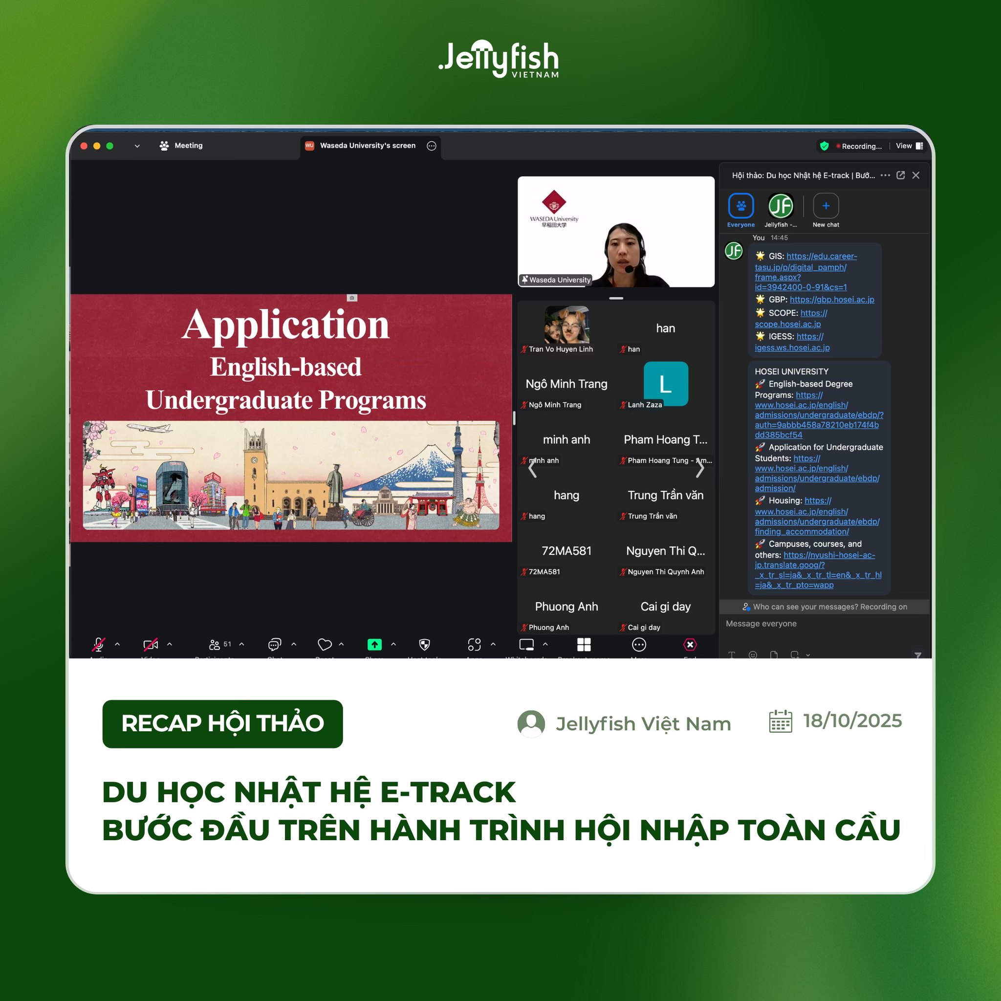 Đại diện Đại học Waseda chia sẻ chương trình đào tạo bằng tiếng Anh của trường