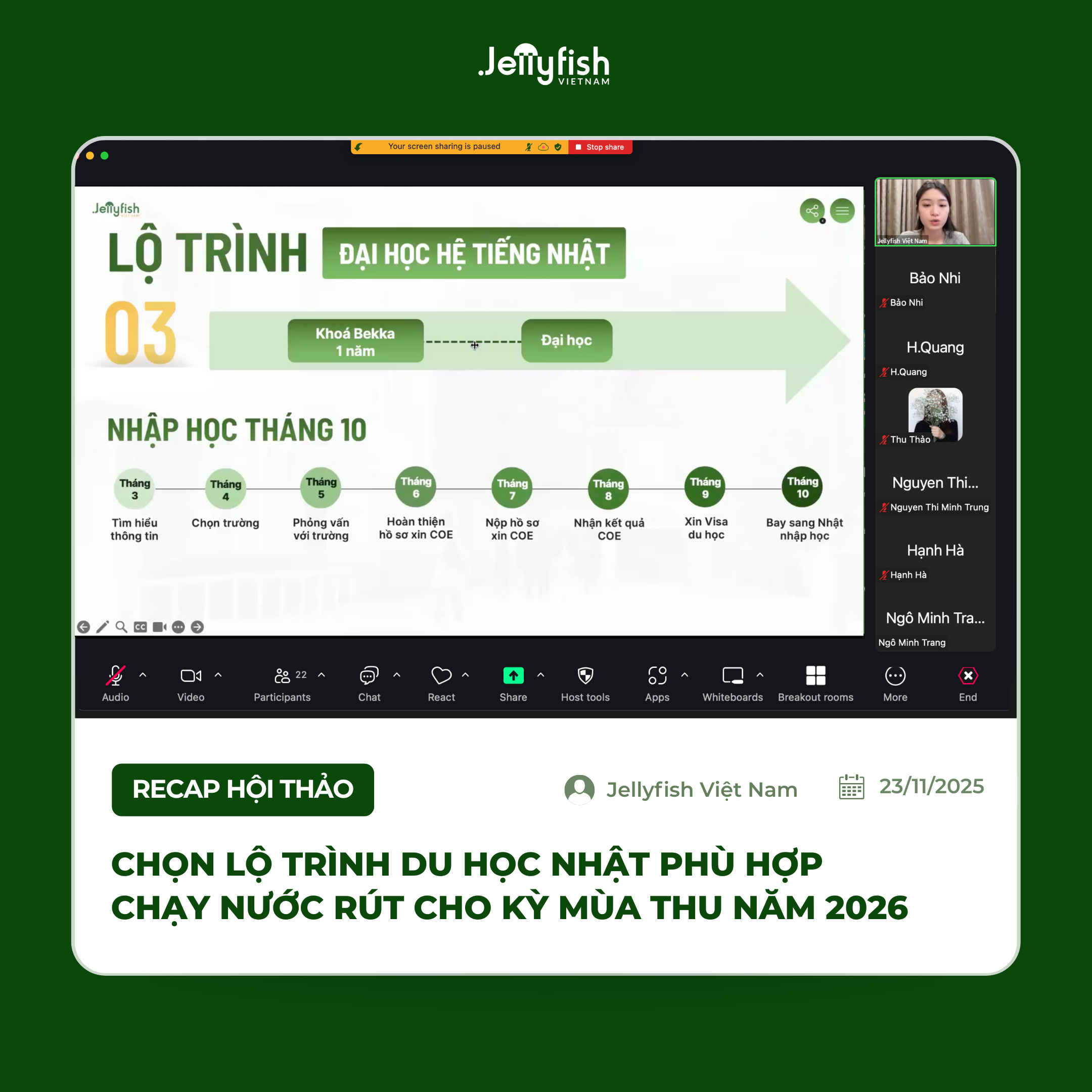 Hội thảo Jellyfish Chọn lộ trình du học Nhật phù hợp - Chạy nước rút cho kỳ thu 2026