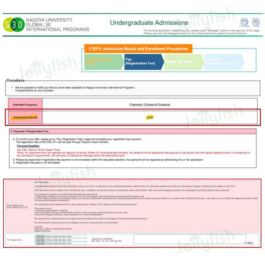 Trần Đỗ Bảo Khánh rinh về học bổng 100% từ Trường Khoa học, Đại học Nagoya, khoa Hóa học